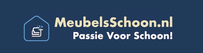 Logo van MeubelSchoon.nl met de tekst "Passie Voor Schoon!" in een minimalistisch ontwerp.