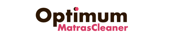 Optimum MatrasCleaner logo met de naam in bruine en roze letters.